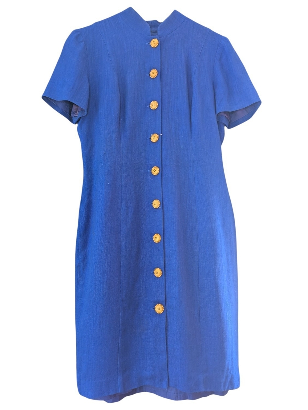 Maggy London Royal Blue Short Sleeve Button-Front Midi Dress